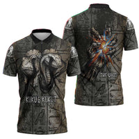 Egypt Kek and Kauket Zipper Polo Shirt Ancient Void Theme with Frog and Serpent Duality