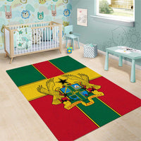 Ghana Flag Area Rug with Coat of Arms Design