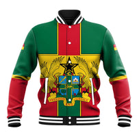 Ghana Flag Baseball Jacket with Coat of Arms Design