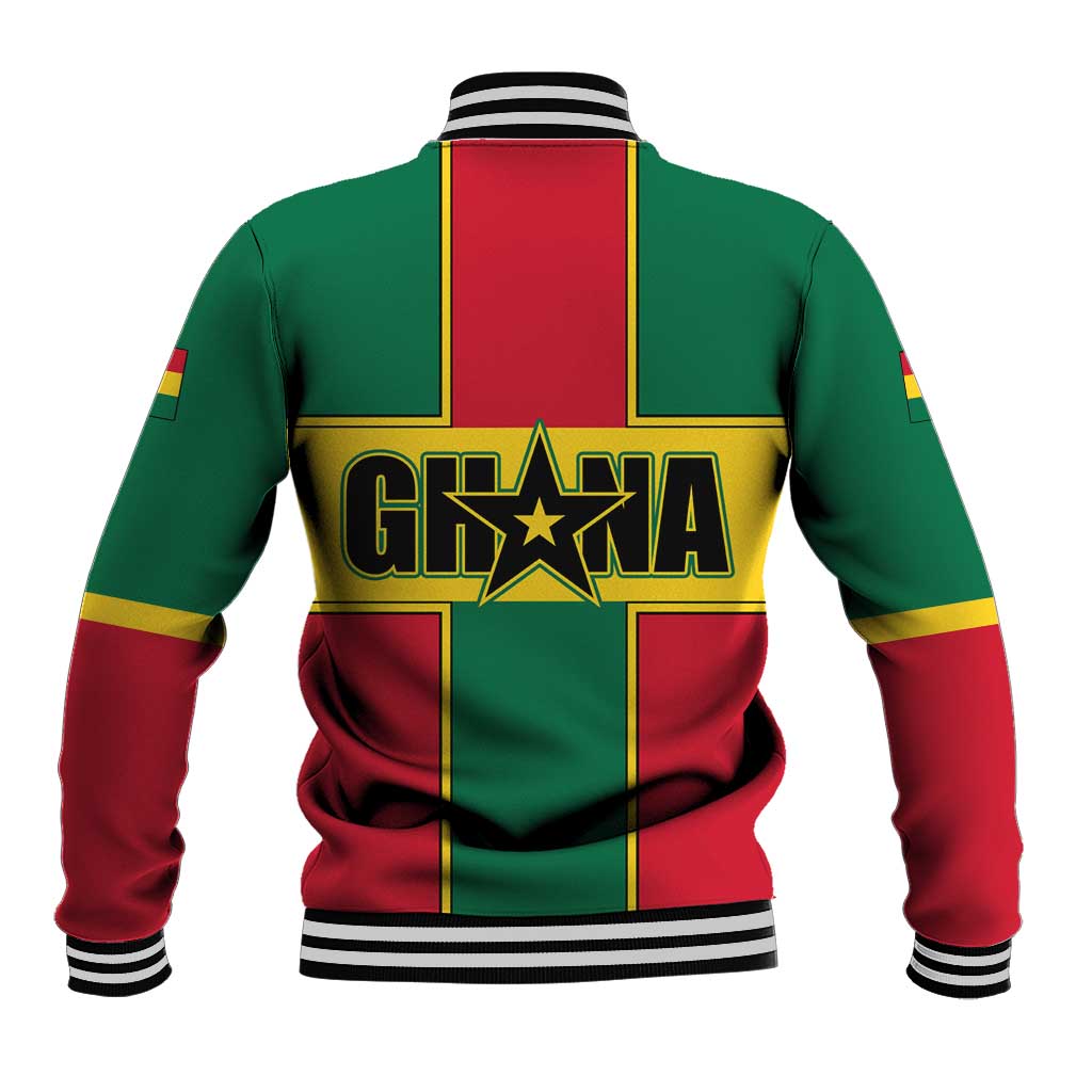 Ghana Flag Baseball Jacket with Coat of Arms Design