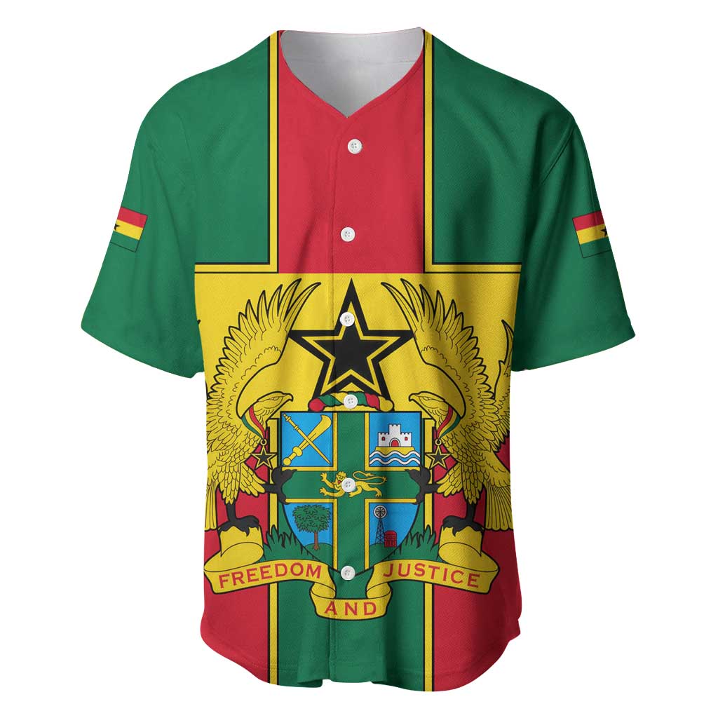 Ghana Flag Baseball Jersey with Coat of Arms Design