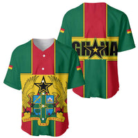 Ghana Flag Baseball Jersey with Coat of Arms Design