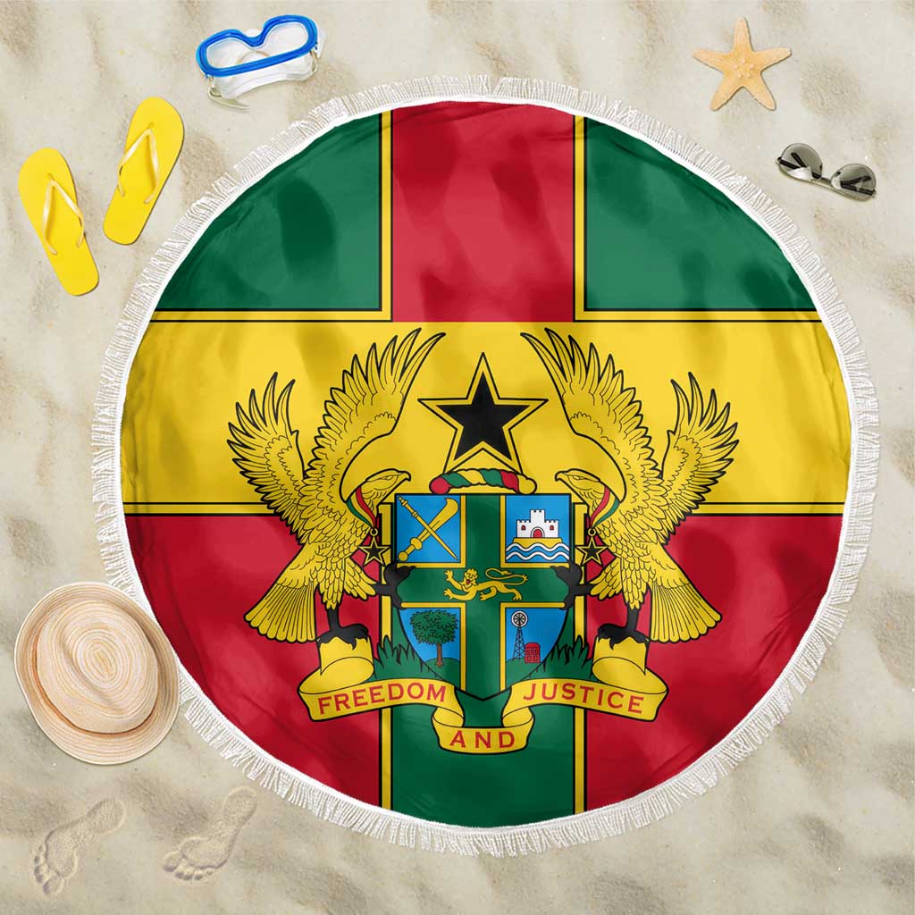 Ghana Flag Beach Blanket with Coat of Arms Design