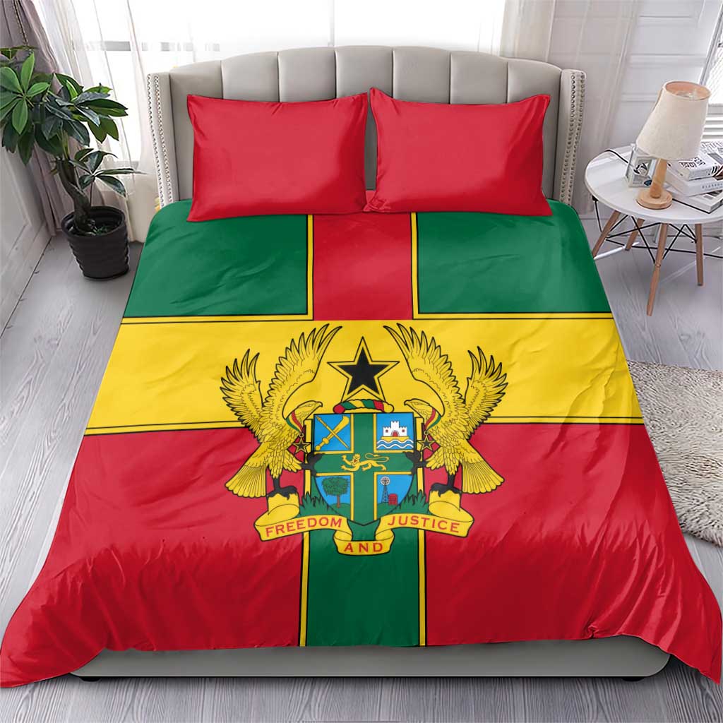 Ghana Flag Bedding Set with Coat of Arms Design