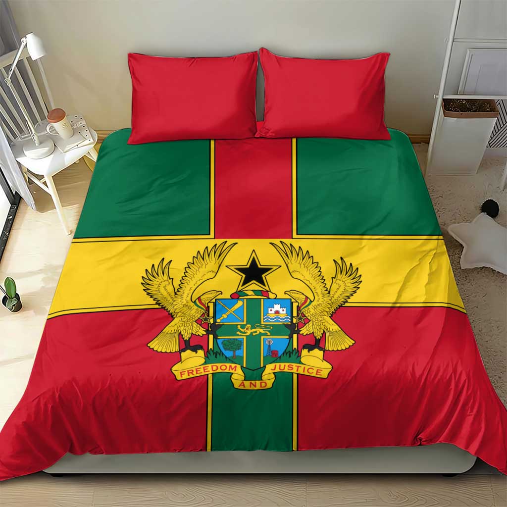 Ghana Flag Bedding Set with Coat of Arms Design