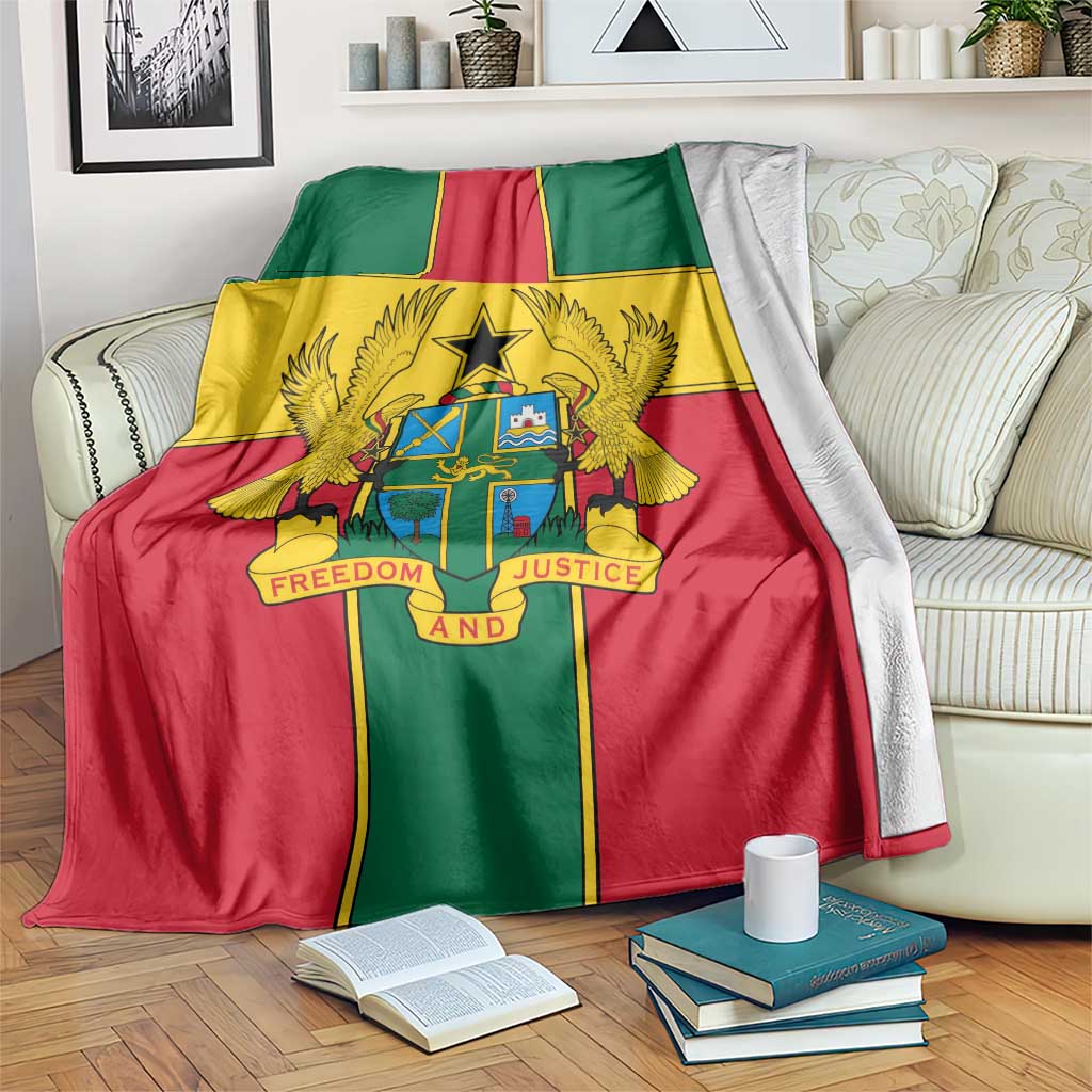 Ghana Flag Blanket with Coat of Arms Design
