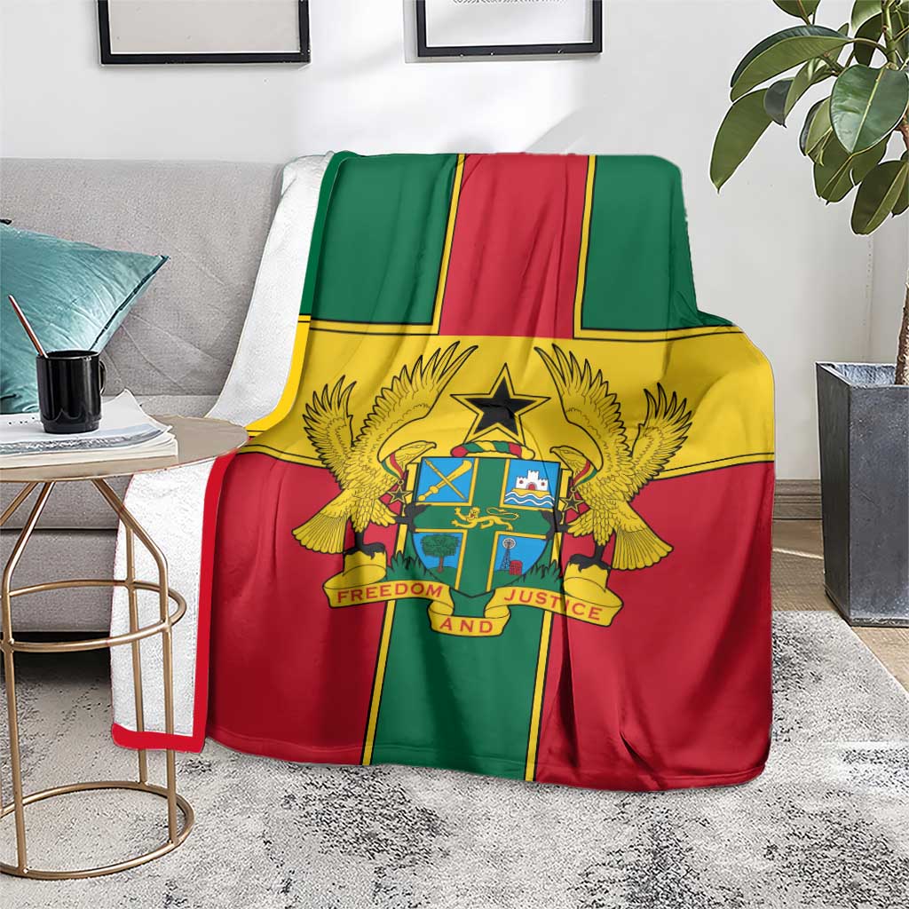 Ghana Flag Blanket with Coat of Arms Design