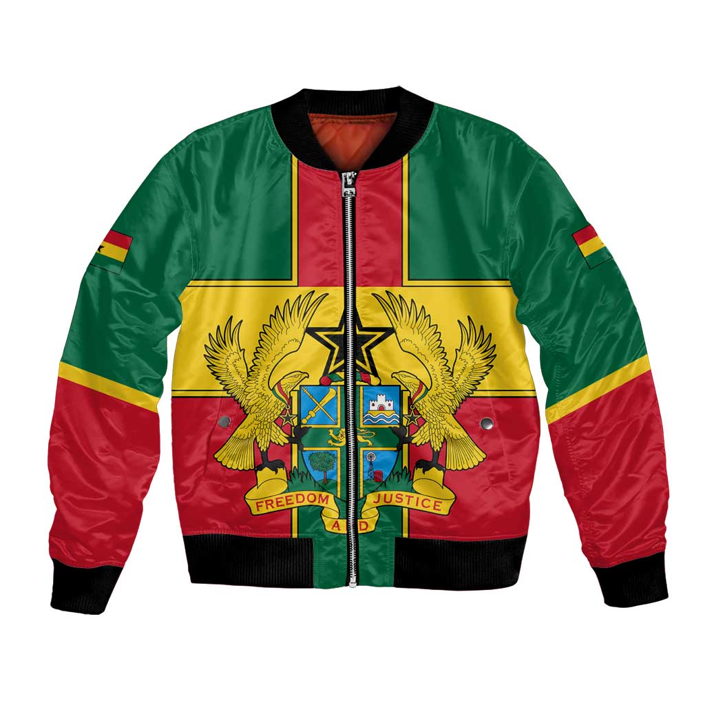 Ghana Flag Bomber Jacket with Coat of Arms Design