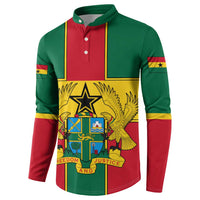 Ghana Flag Button Sweatshirt with Coat of Arms Design