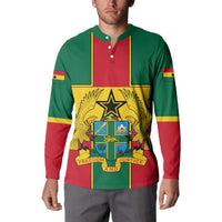 Ghana Flag Button Sweatshirt with Coat of Arms Design