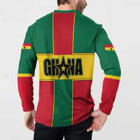 Ghana Flag Button Sweatshirt with Coat of Arms Design