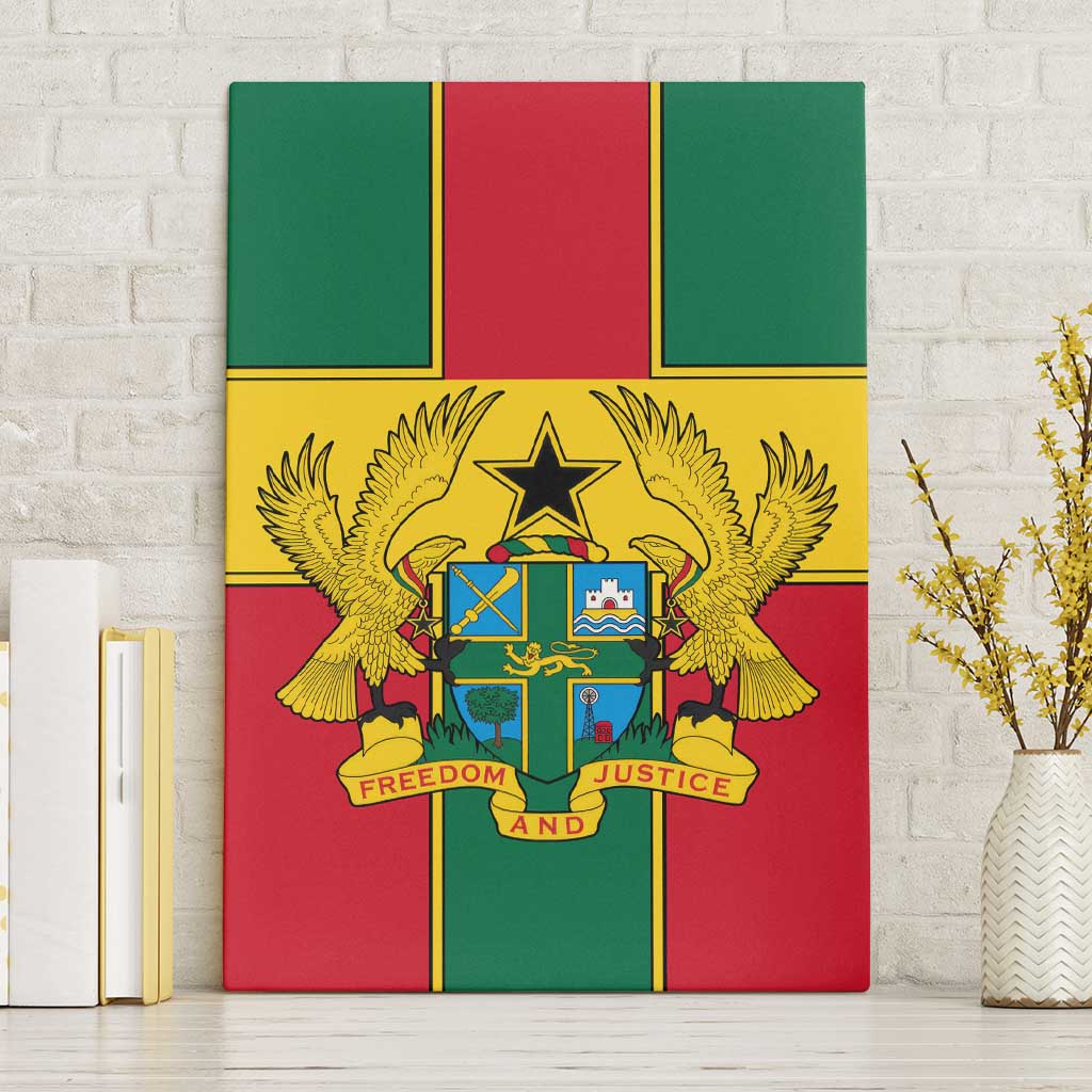 Ghana Flag Canvas Wall Art with Coat of Arms Design