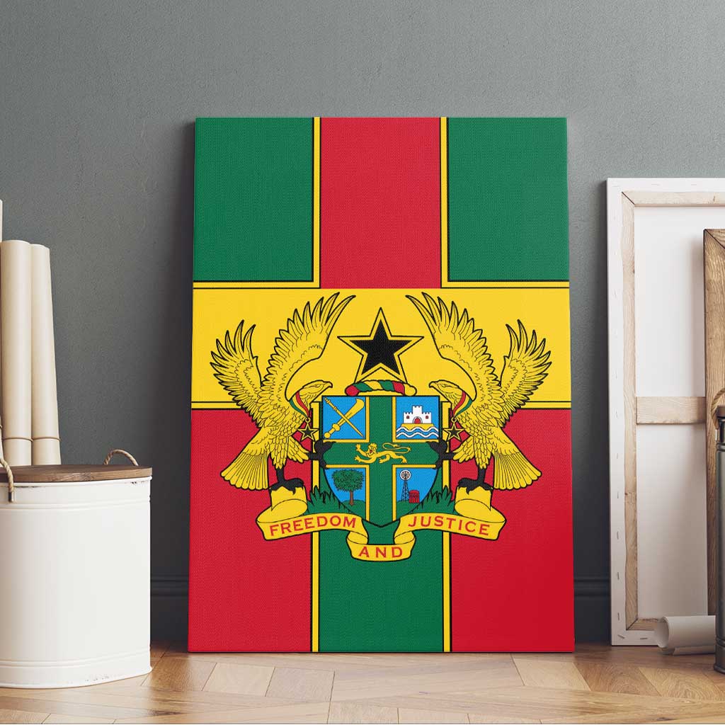 Ghana Flag Canvas Wall Art with Coat of Arms Design