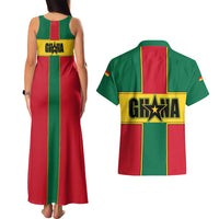 Ghana Flag Couples Matching Tank Maxi Dress and Hawaiian Shirt with Coat of Arms Design