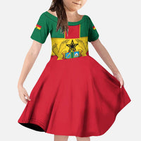 Ghana Flag Family Matching Long Sleeve Bodycon Dress and Hawaiian Shirt with Coat of Arms Design