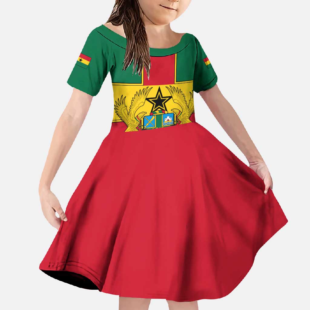 Ghana Flag Family Matching Mermaid Dress and Hawaiian Shirt with Coat of Arms Design