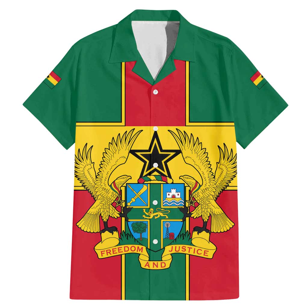 Ghana Flag Family Matching Mermaid Dress and Hawaiian Shirt with Coat of Arms Design