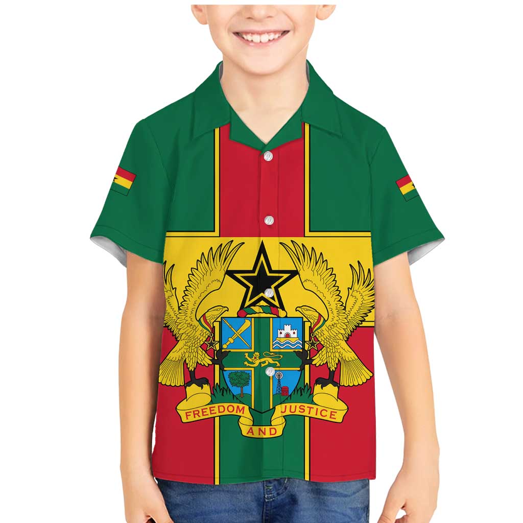 Ghana Flag Family Matching Mermaid Dress and Hawaiian Shirt with Coat of Arms Design
