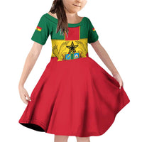 Ghana Flag Family Matching Off Shoulder Short Dress and Hawaiian Shirt with Coat of Arms Design