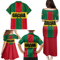 Ghana Flag Family Matching Puletasi and Hawaiian Shirt with Coat of Arms Design