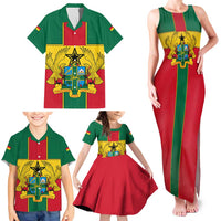 Ghana Flag Family Matching Tank Maxi Dress and Hawaiian Shirt with Coat of Arms Design