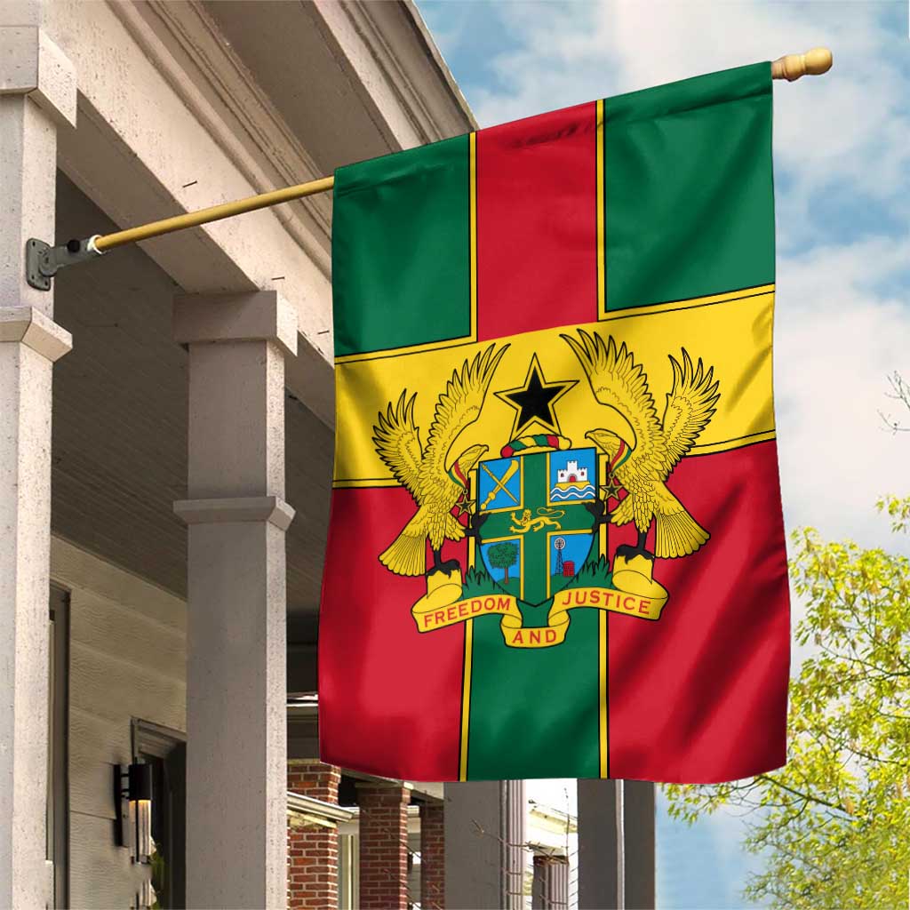 Ghana Flag Garden Flag with Coat of Arms Design