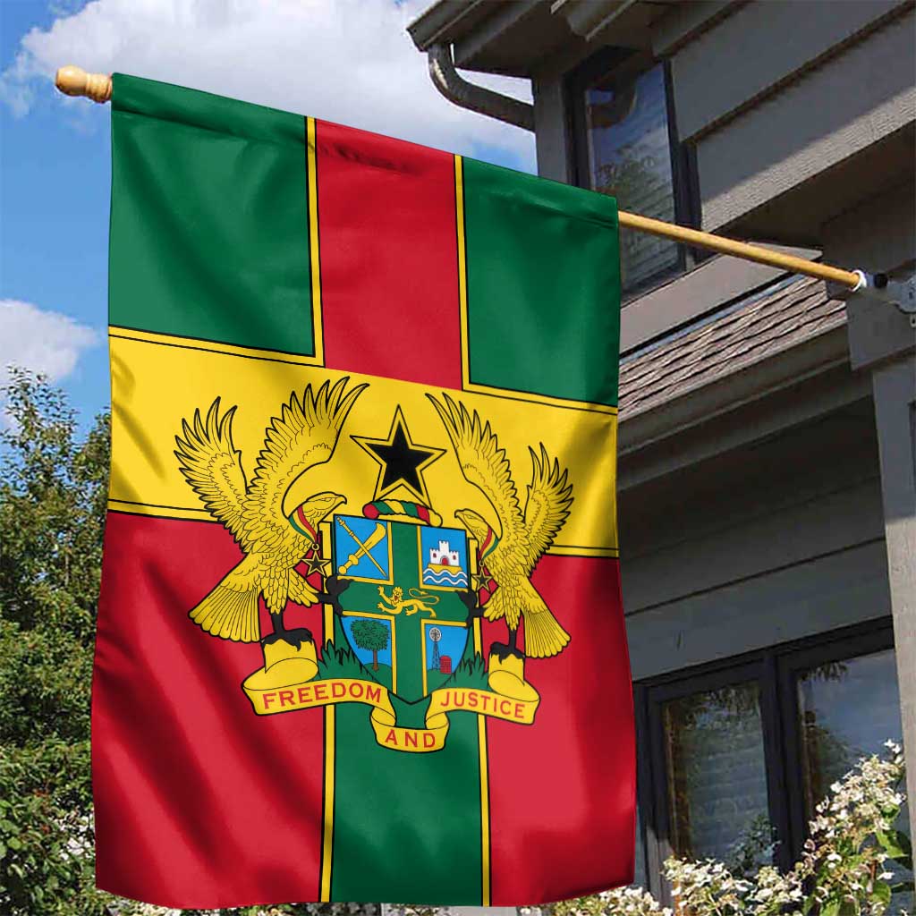 Ghana Flag Garden Flag with Coat of Arms Design