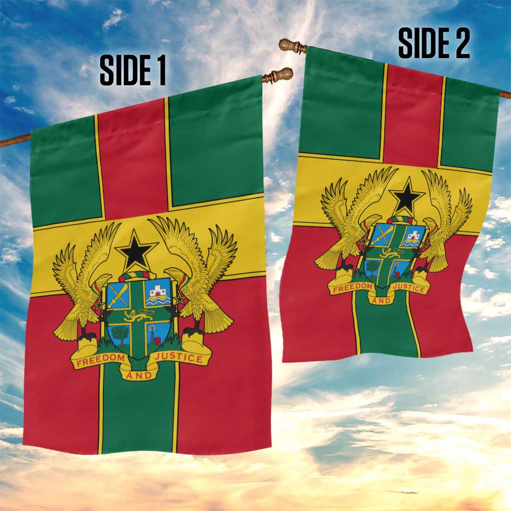 Ghana Flag Garden Flag with Coat of Arms Design