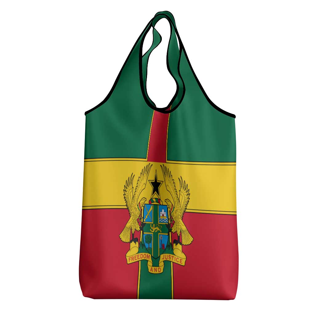 Ghana Flag Grocery Bag with Coat of Arms Design