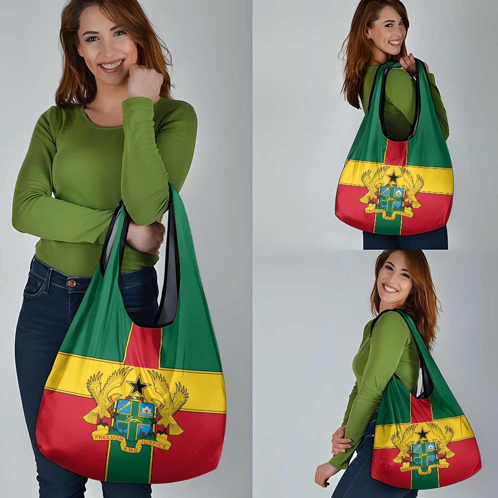 Ghana Flag Grocery Bag with Coat of Arms Design