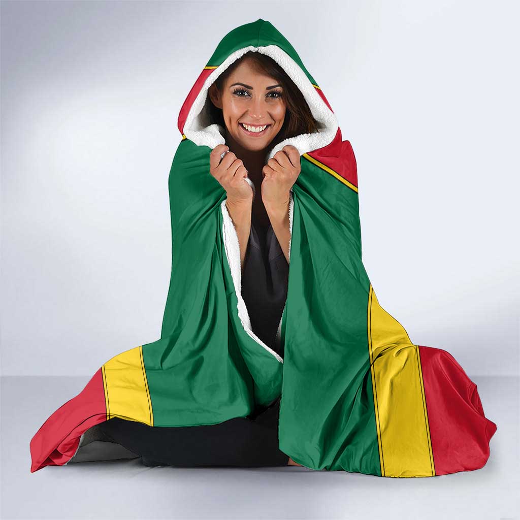 Ghana Flag Hooded Blanket with Coat of Arms Design