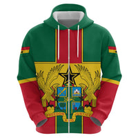 Ghana Flag Hoodie with Coat of Arms Design