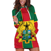 Ghana Flag Hoodie Dress with Coat of Arms Design
