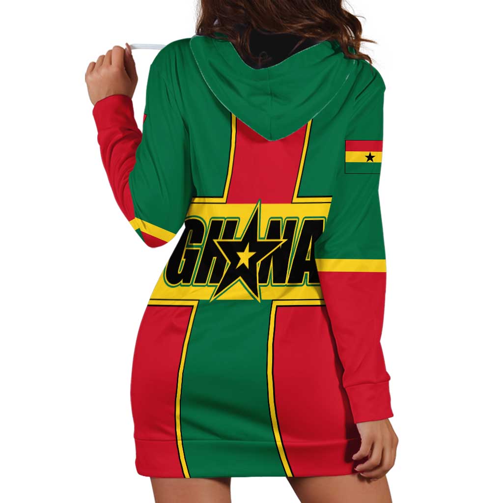 Ghana Flag Hoodie Dress with Coat of Arms Design