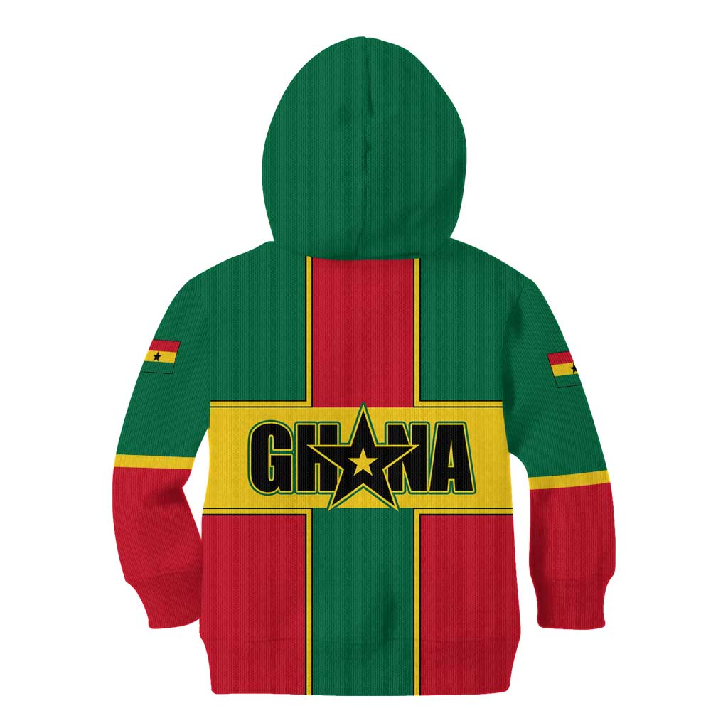 Ghana Flag Kid Hoodie with Coat of Arms Design
