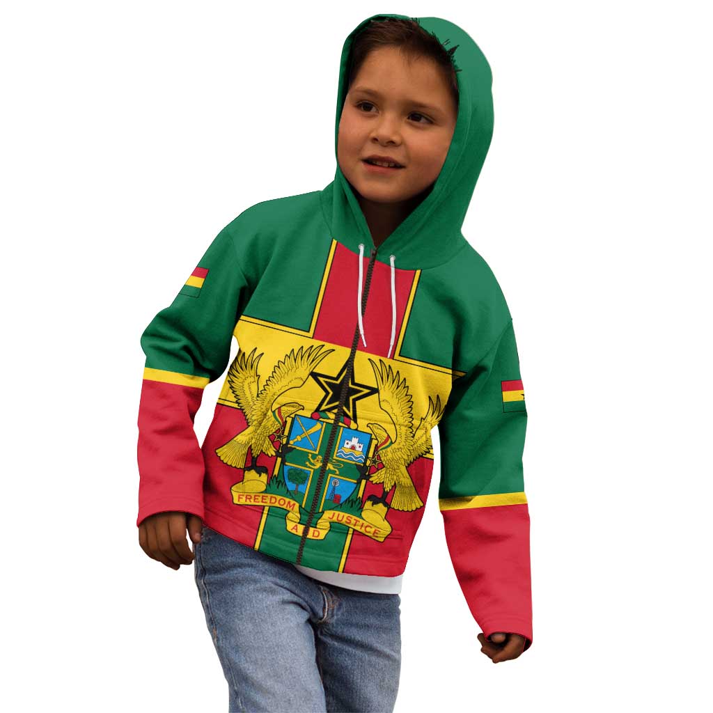 Ghana Flag Kid Hoodie with Coat of Arms Design