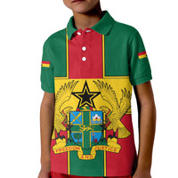 Ghana Flag Kid Polo Shirt with Coat of Arms Design