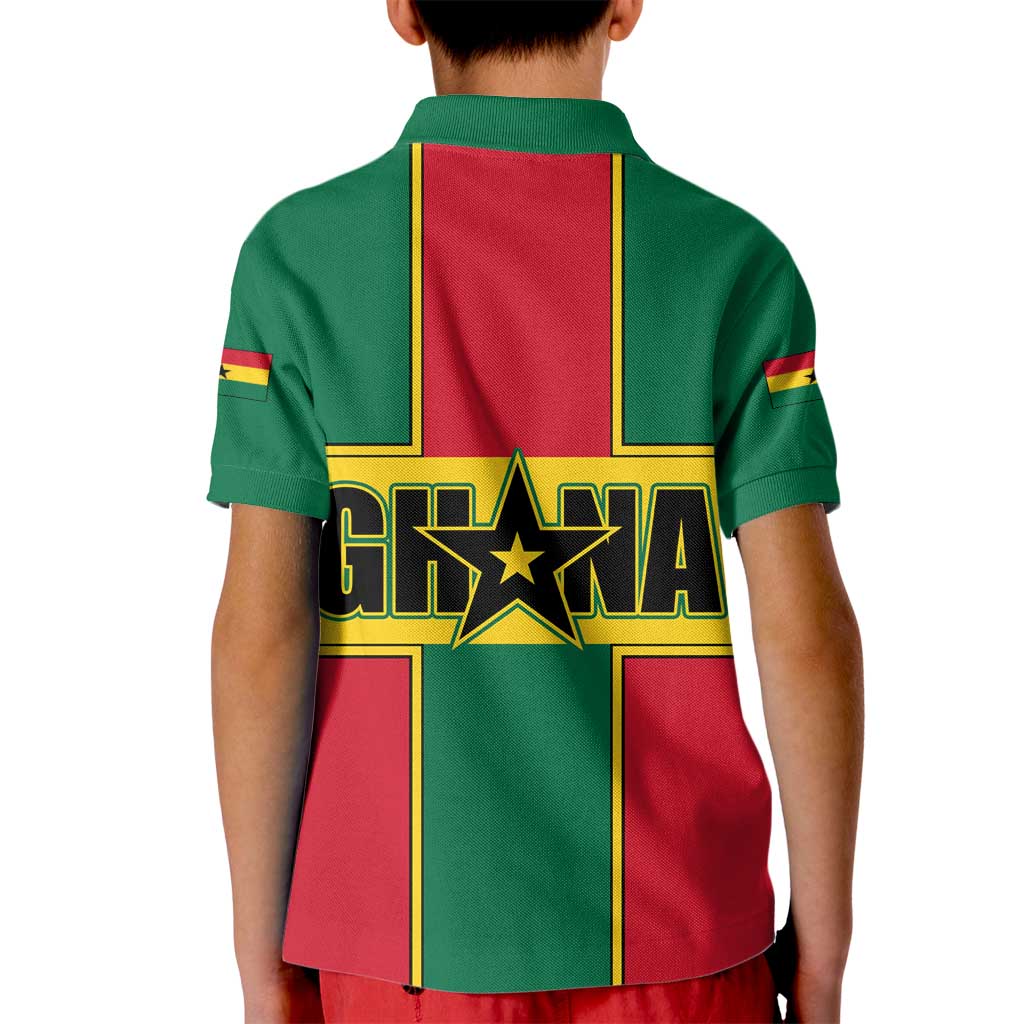 Ghana Flag Kid Polo Shirt with Coat of Arms Design