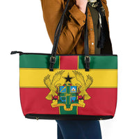 Ghana Flag Leather Tote Bag with Coat of Arms Design