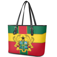 Ghana Flag Leather Tote Bag with Coat of Arms Design