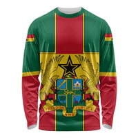 Ghana Flag Long Sleeve Shirt with Coat of Arms Design