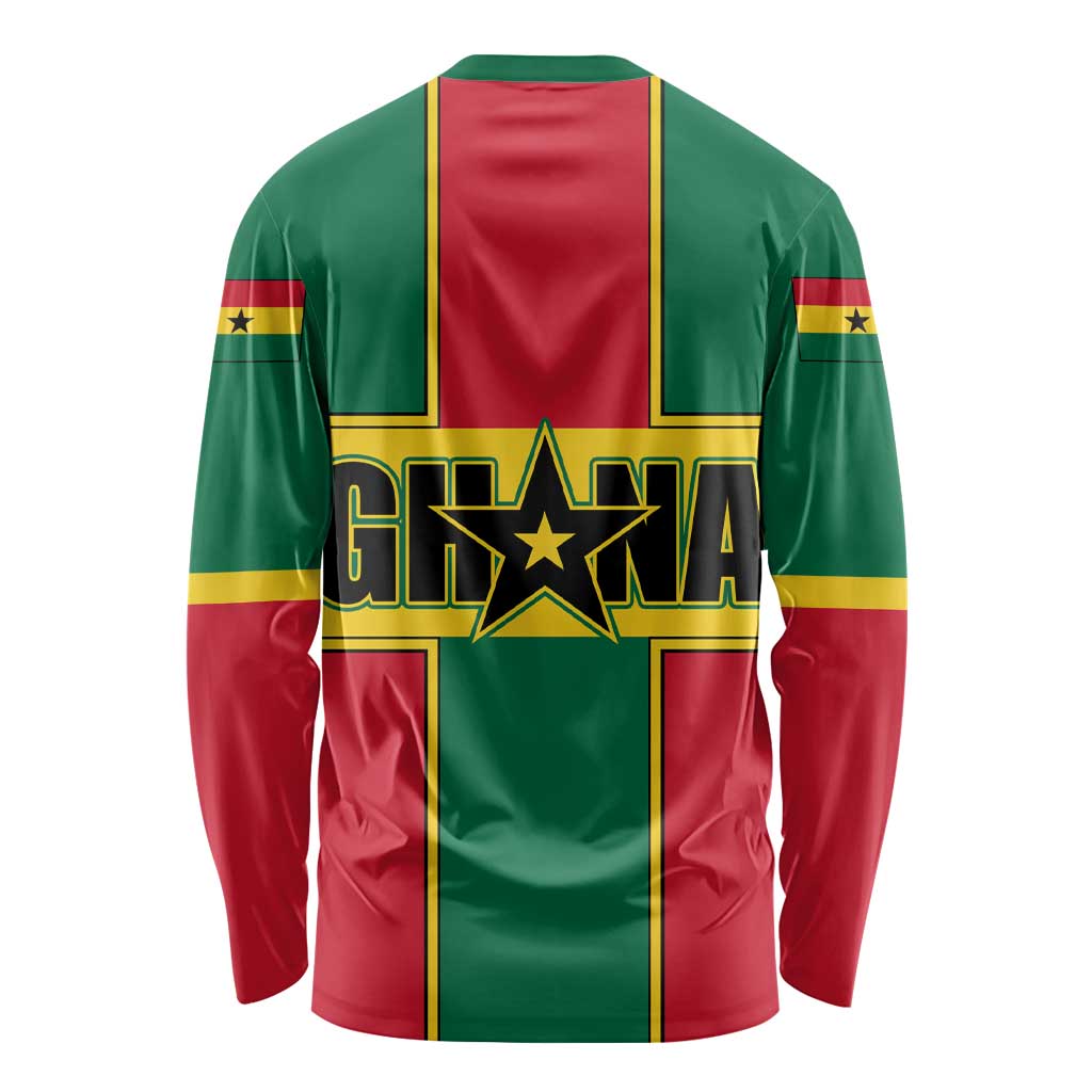 Ghana Flag Long Sleeve Shirt with Coat of Arms Design