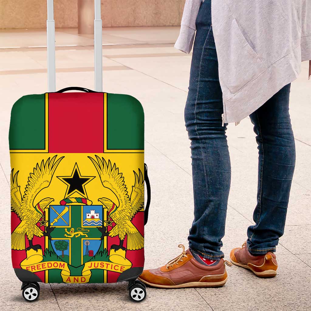 Ghana Flag Luggage Cover with Coat of Arms Design