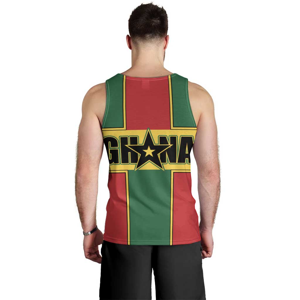 Ghana Flag Men Tank Top with Coat of Arms Design