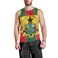 Ghana Flag Men Tank Top with Coat of Arms Design