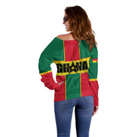 Ghana Flag Off Shoulder Sweater with Coat of Arms Design
