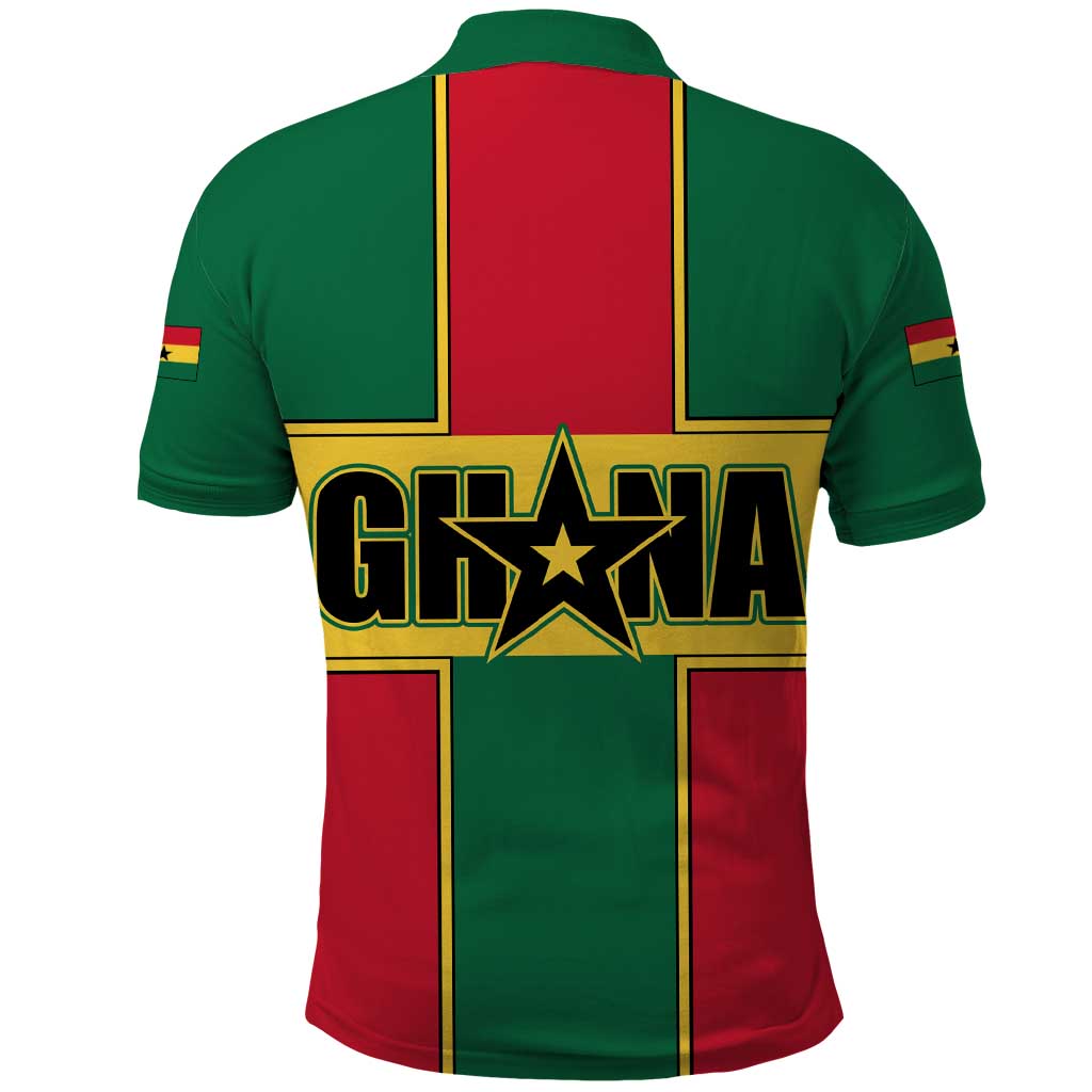 Ghana Flag Polo Shirt with Coat of Arms Design