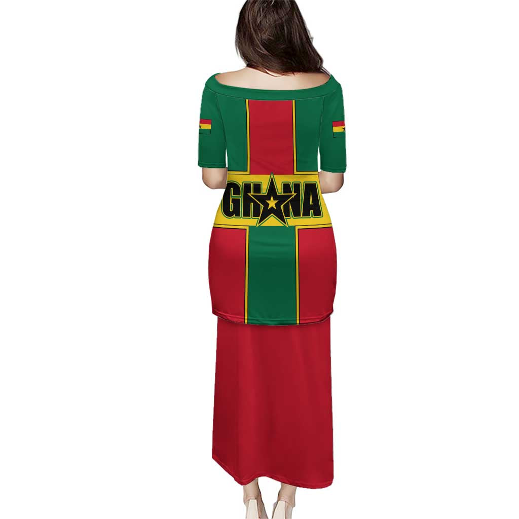 Ghana Flag Puletasi with Coat of Arms Design