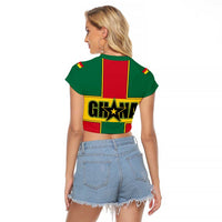 Ghana Flag Raglan Cropped T Shirt with Coat of Arms Design