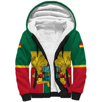 Ghana Flag Sherpa Hoodie with Coat of Arms Design